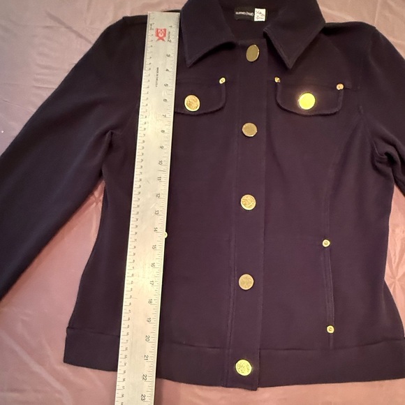Saks Fifth Avenue Navy/Gold Button Lightweight Jacket Size 10 MSRP $198 - Picture 6 of 9